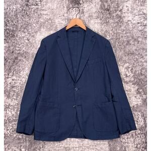 New LBM 1911 Blazer 40 Mens Washed Blue Cotton Linen Unstructured Jacket